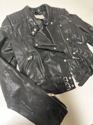 H&M 블랙 가죽 더블 라이더 자켓 M