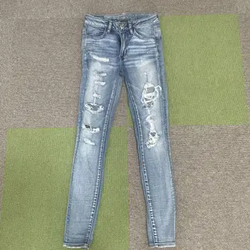 아메리칸 이글 라이트 블루 데미지 가공 스키니 팬츠 허리 70cm