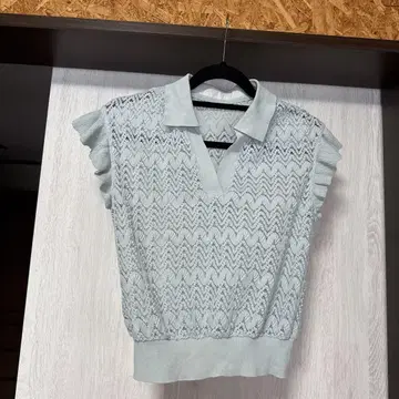 레이스 슬리브리스 탑 민트 그린
