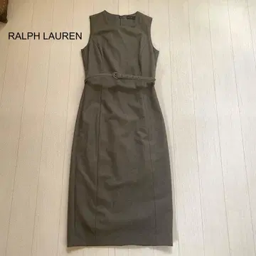 RALPH LAUREN 슬리브리스 울 원피스, 벨트 포함, 그린, 11