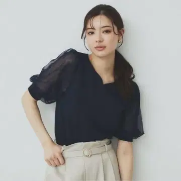 택 포함 새상품 튤 레이스 슬리브 니트 [세탁기 사용 가능]