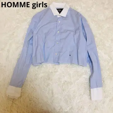 HOMME girls 크롭 셔츠 바이컬러