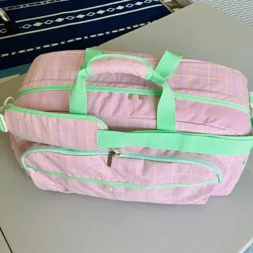 휠라 체크 무늬 보스턴 백 핑크