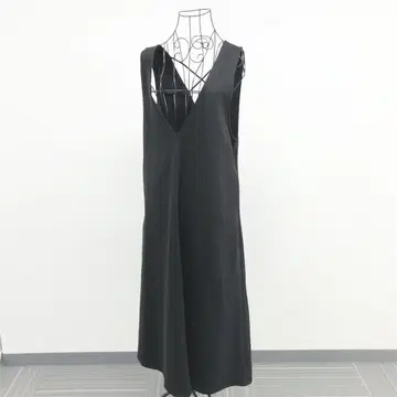 23구 원피스 L 블랙 면 혼방 슬리브리스 롱 루즈핏 V넥