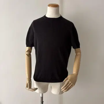 돌모어/니트 티셔츠/린넨/블랙/50