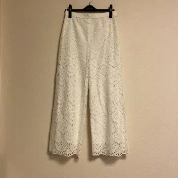 비아지오 블루 화이트 레이스 와이드 팬츠