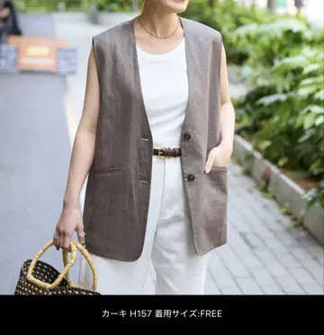 베이 세 재고 프렌치 린넨 베스트 미사용 새상품