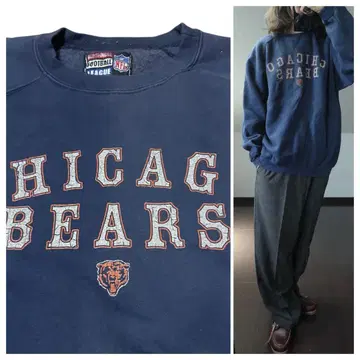 CHICAGO BEARS 네이비 맨투맨 NFL 빈티지 크루넥