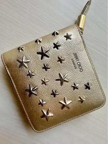 JIMMY CHOO 골드 스타 스터드 접이식 지갑
