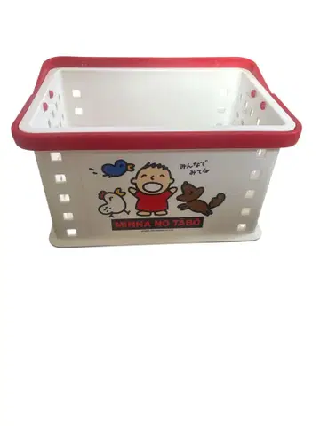 MINNA NO TABO 수납 바스켓 중형 화이트/레드