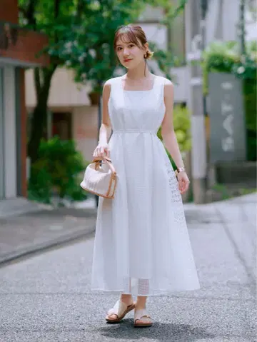사이드 개더 메쉬 원피스 COHINA 코히나