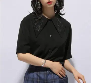 HARE 하레 자수 빅 칼라 셔츠 블라우스