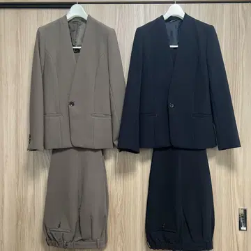 ANCHOR WOMAN 노카라 팬츠 수트 상하의 2세트