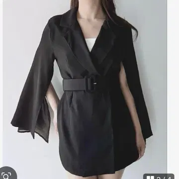 NOMAE 노마에 슬릿 슬리브 테일러드 원피스 블랙 원피스