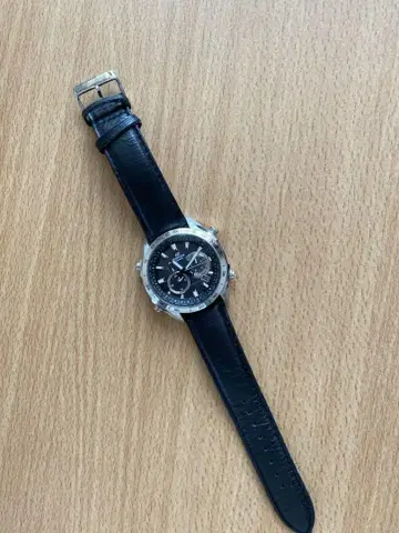 EDIFICE 카시오 블랙 가죽 손목시계