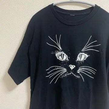 고양이 페이스 티셔츠/애니멀 티셔츠/CATS/USED/블랙/검은 고양이