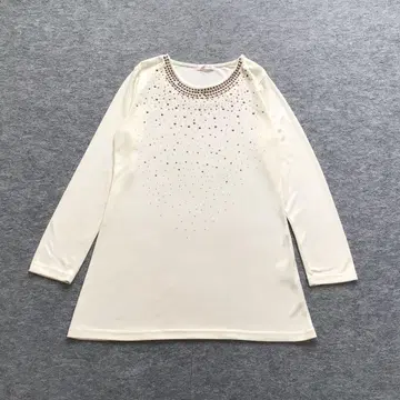 긴팔 상의 화이트 레이온 비즈 장식 M 엘레강트 071101