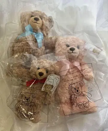 다이소 씰 캠페인 곰 봉제 인형 허니 테디베어 3개 세트