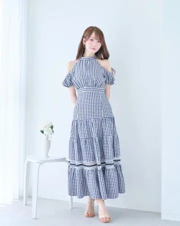rosemuse gingham SET UP 네이비 로제뮤 원피스