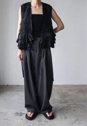 크링클 크링클 크링클 frill shantung vest