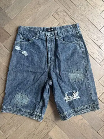 DEPT 데님 하프 팬츠 데미지 가공
