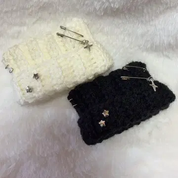 화이트 블랙 세트] 고양이 귀 니트 모자 10cm 니지파펫토 의류
