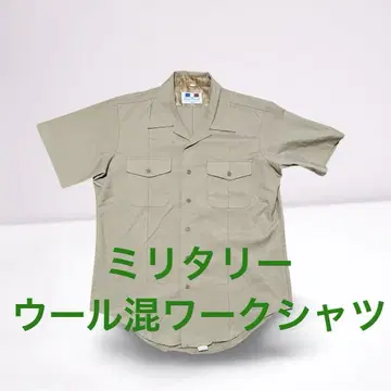 [ 밀리터리 ] Flying Cross 울 혼방 반팔 셔츠 오픈 카라