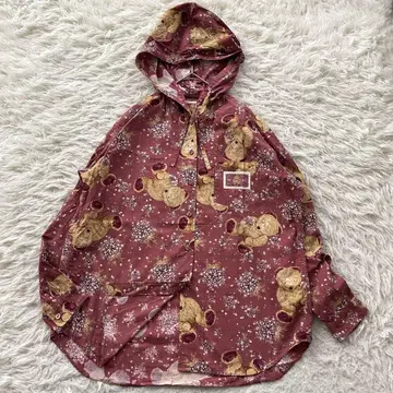 PINK HOUSE 올 패턴 꽃무늬 곰 긴팔 블라우스 후드티