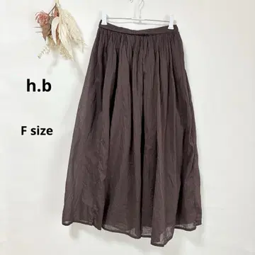 에이치비 h.b 플레어 스커트 F 브라운 롱 기장 시어 하이브리트