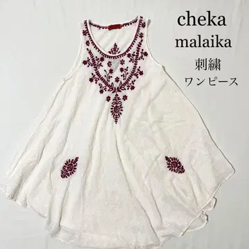 cheka 마라이카 슬리브리스 자수 원피스 코튼 에스닉