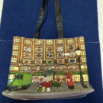 Harrods 해롯츠 토트백 비닐 코팅 백 브라운 계열