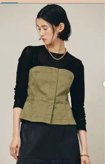 올리브 코튼 뷔스티에 조정 가능