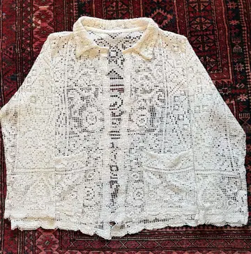 zoharu vintage 레이스 크로셰 셔츠 긴팔 화이트