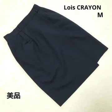 새상품급 LoisCRAYON 로이스크레용 네이비 무릎 기장 랩스커트 M