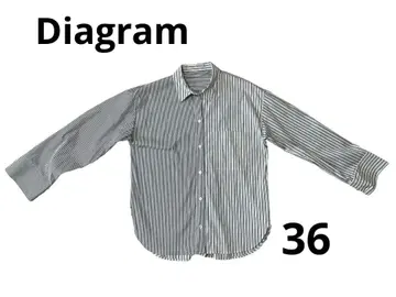 다이아그램 Diagram 스트라이프 버튼 다운 셔츠 긴팔 36 넉넉한