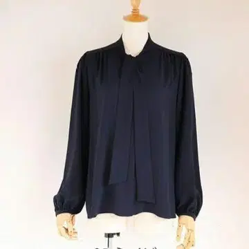 PASSIONE 파시오네 조젯 리본 타이 블라우스 보타이 네이비