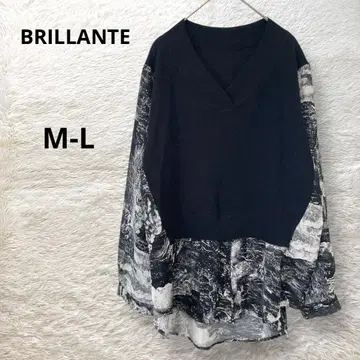 BRILLANTE 브릴란테 긴팔 레이어드 스타일 V넥 셔츠 블랙 M~L