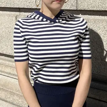 2023 새상품급 JENNE 제네 반팔 보더 후드티 M 네이비