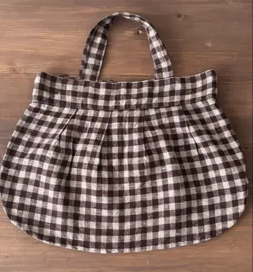 fog linen work 린넨 토트백 라운드 백 체크