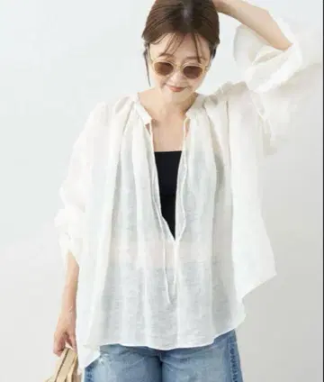 플라주 mesh gather 블라우스