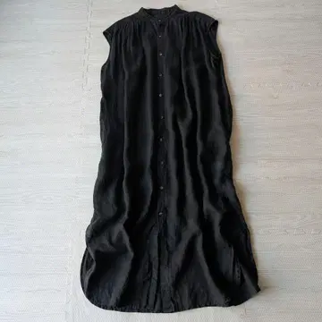 새상품급 뷰티 앤 유스 프렌치 린넨 개더 셔츠 원피스 블랙