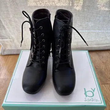 블랙 레이스업 부츠 사이드 지퍼