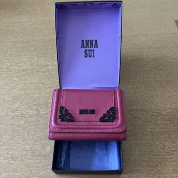 ANNA SUI 핑크 가죽 3단 폴더형 지갑