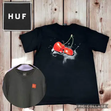 새상품급 HUF 티셔츠 L 블랙 체리 디자인 레어 그래픽