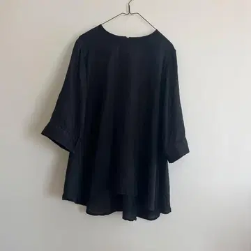 chiclin 린넨 튜닉 블라우스 풀오버 블랙