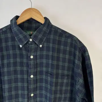 90s jcrew 제이크루 반팔 셔츠 블랙 워치 린넨