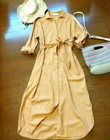 어반 리서치 새상품급 린넨 셔츠 원피스 허리 리본
