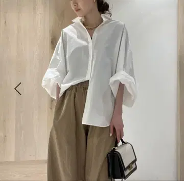 돌먼 슬리브 셔츠 화이트