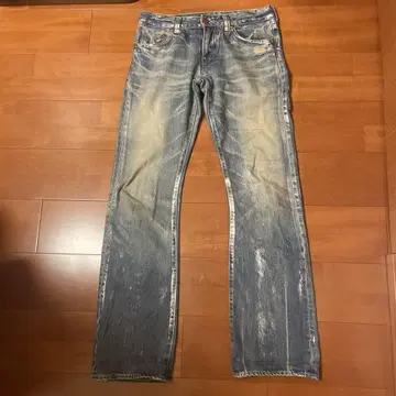 호일 블루 데미지 스트레이트 데님