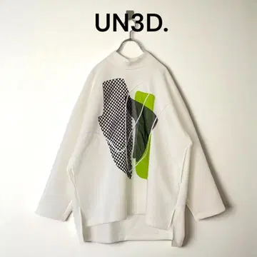 새상품급 UN3D. 안스 리드 라인 아트 빅 탑 맨투맨 스웨트 화이트